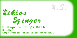 miklos szinger business card